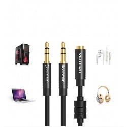 Câble audio combineur 2x Jack 3.5mm stéréo Vention
