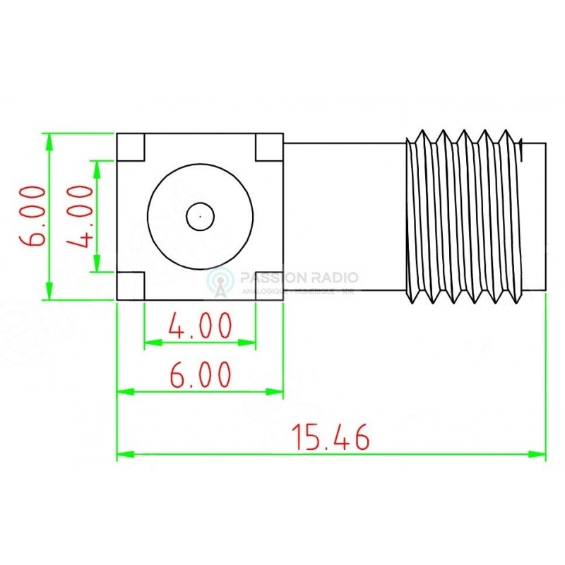 Raccord cloison montage PCB angle droit 50Î© connecteur SMA, soudure
