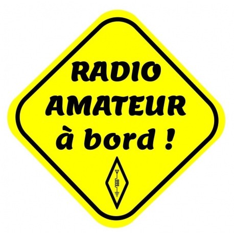 Autocollant fluo "radio amateur à bord !" Passion Radio Autocollants AUTOCOLLANT-HAM2-919