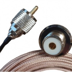 Embase SO-239 avec coaxial de 4m en RG-316 avec PL-259 (UHF Male)