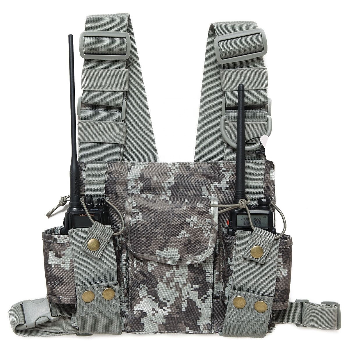 Harnais holster radio tactique pour 2 talkie-walkie camouflage