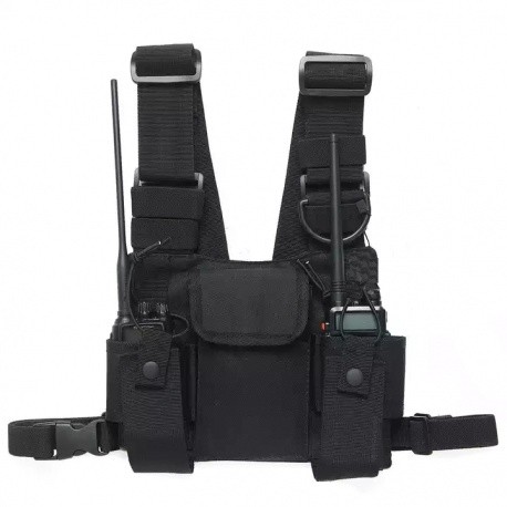 Harnais De Poitrine Double Pour Talkie-walkie - Orange Réfléchissant, Matériau ABS, Rangement Pratique Pour Radios Et Accessoires