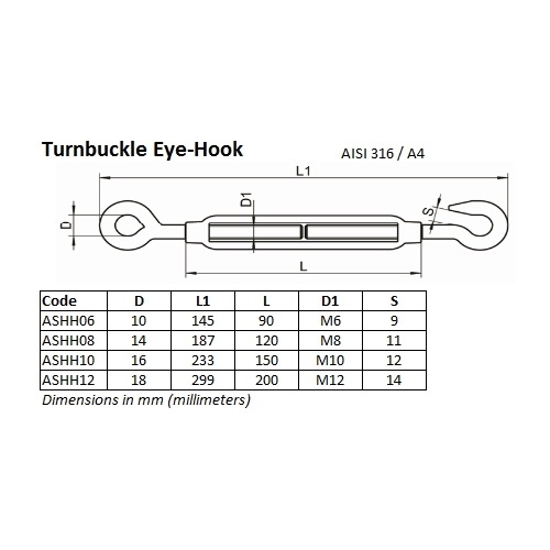 Tendeur pour câble de haubanage 7,5 mm