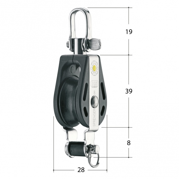Poulie Simple Wichard Avec Manille Et Ringot - Réa 80mm - Pour Cordage 12/14mm - Inox 316L Et Aluminium