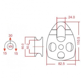 Poulie en aluminium et roulement à billes pour cordage hauban jusqu'à 16 mm