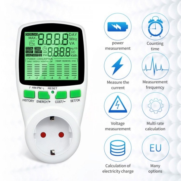 Prise 220V Wattmètre numérique LCD compteur d'énergie