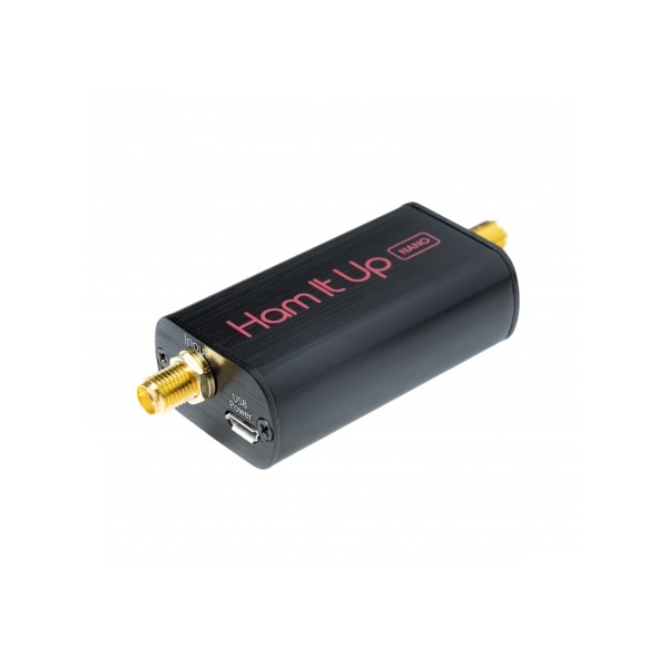 Upconverter tiny HF Ham It Up Nano avec boîtier noir, TCXO, support d'alimentation Bias-Tee
