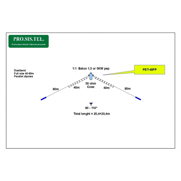 PST-48FP Dipole multibande à fil pour 40m et 80m ProSisTel