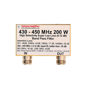 Filtre passe-bande BPF 70cm faible perte Fiche N 200W 430-450 MHz (AA)
