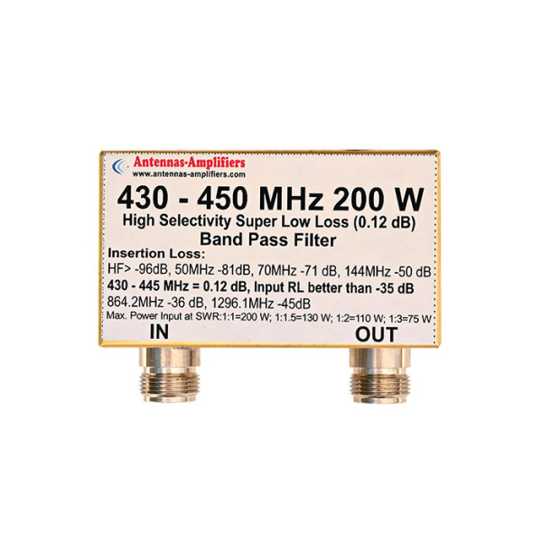 Filtre passe-bande BPF 70cm faible perte Fiche N 200W 430-450 MHz (AA)