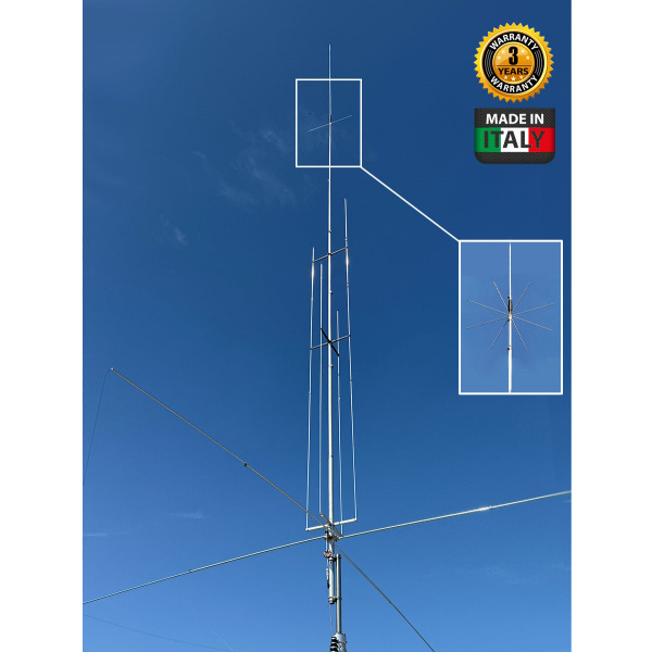 Antenne Grazioli MV7 verticale 7 bandes HF 40–10m + 6m 3kW