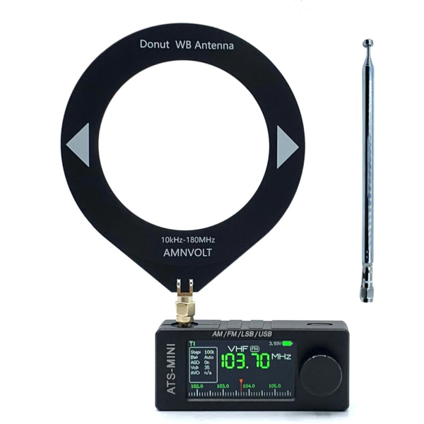 Récepteur ATS Mini V4 SI4732 HF 0.1-30 MHz + boitier métal + antenne Donut WB